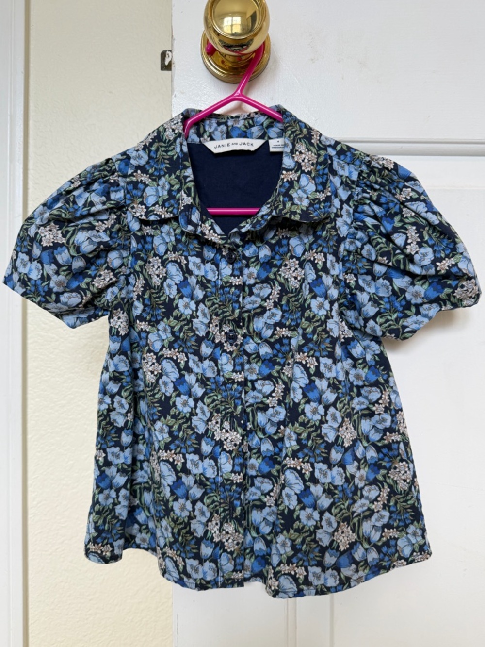 Janie and Jack Navy Blue Floral Button-Down Shirt